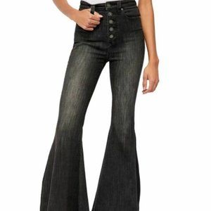 Free People Irreplaceable High Waist Flare Jeans Galaxy Black 28